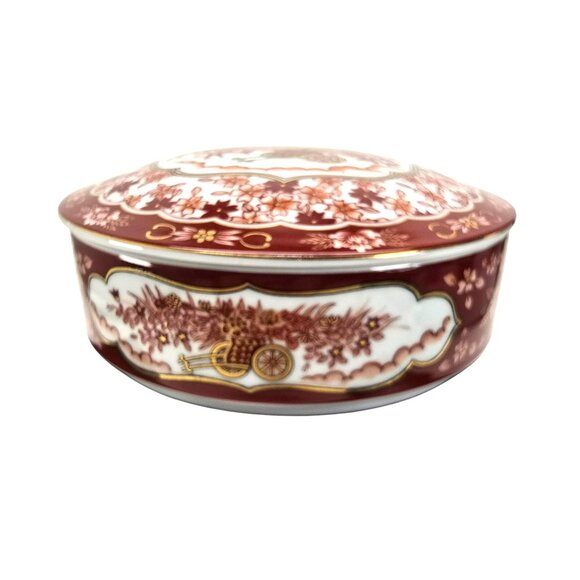 Shibata China Vintage Japanese Kutani Porcelain Lidded Box Floral Design JE295 - Picture 2 of 8